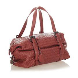 Bottega Veneta-Red Bottega Veneta Intrecciato Leather Handbag-Red