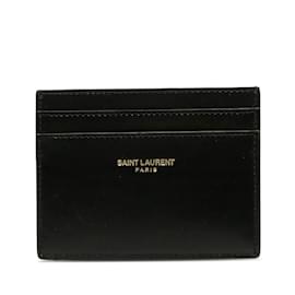 Saint Laurent-Porte-cartes en cuir noir Saint Laurent-Noir