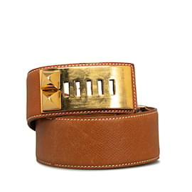 Hermès-Cinturón Hermes Collier de Chien marrón-Castaño