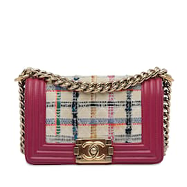 Chanel-Borsa da ragazzo piccola in tweed rosa Chanel-Rosa