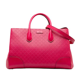 Gucci-Pink Gucci Diamante Bright Leather Satchel-Pink