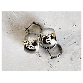 Dolce & Gabbana-Conjunto de joias vintage DOLCE & GABBANA, pulseira de aço, Brincos, logotipo esmaltado-Prata