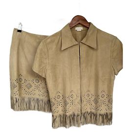 Tailleur jupe Escada en daim beige Beige