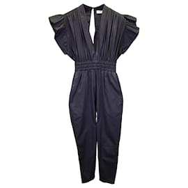 Iro-Iro Pleona Gathered Jumpsuit in Black Cotton-Black