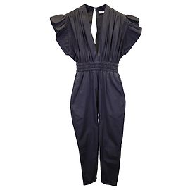 Iro Pleona geraffter Overall aus schwarzer Baumwolle Schwarz