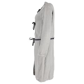 Prada-Prada Tie-Fastening Coat in Gray Linen-Grey