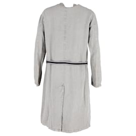 Prada-Prada Tie-Fastening Coat in Gray Linen-Grey