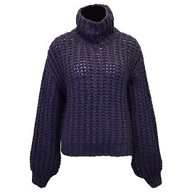 Anine Bing Iris Grobstrickpullover aus marineblauer Wollmischung Marineblau