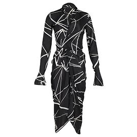 Vestido midi estampado Rick Owens em seda preta Preto