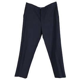 Pantaloni Prada a gamba dritta a quadri in lana Blu Navy Blu navy
