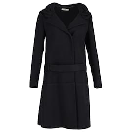 Prada Mink Fur Cuff Belted Wool Coat