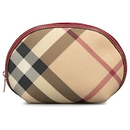 Burberry-Burberry Brown Supernova Check Pouch-Brown,Beige