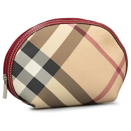 Burberry-Burberry Brown Supernova Check Pouch-Brown,Beige