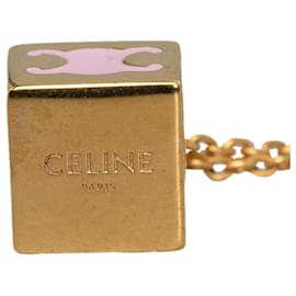 Céline-Celine Gold Triomphe Box Pendant Necklace-Golden
