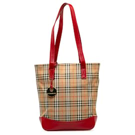 Burberry-Burberry Brown Haymarket karierte Tragetasche-Braun,Rot,Beige