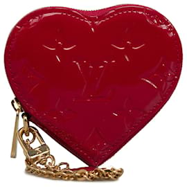 Louis Vuitton-Portamonete Louis Vuitton con monogramma rosso Vernis Heart-Rosso
