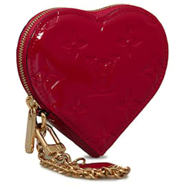 Louis Vuitton-Bolsa Louis Vuitton Red Monogram Vernis Heart Coin-Vermelho