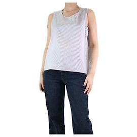 Joseph Top de seda a rayas blanco sin mangas - talla L Blanco