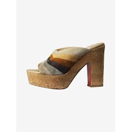 Christian Louboutin-Beige suede cork mules - size EU 38-Other