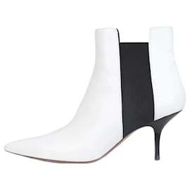 Céline-White leather ankle boots with pointed toe - size EU 38-White
