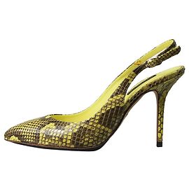 Dolce & Gabbana Gelbe Slingbacks aus Schlangenleder – Größe EU 37 Gelb