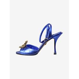 Dolce & Gabbana-Blue sandal heels with heart buckle detail - size EU 36.5-Blue