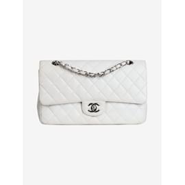 Chanel-White 2010 Borsa media con patta foderata Caviar Classic-Bianco