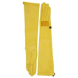 Lanvin-Gants longs en cuir jaune-Jaune