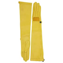 Lanvin-Yellow leather long gloves-Yellow