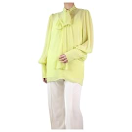 Autre Marque-Yellow satin-chiffon blouse - size UK 14-Yellow