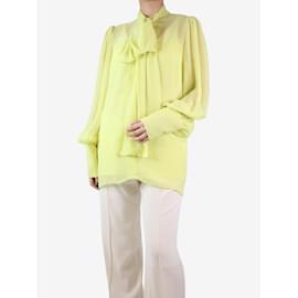 Autre Marque-Yellow satin-chiffon blouse - size UK 14-Yellow