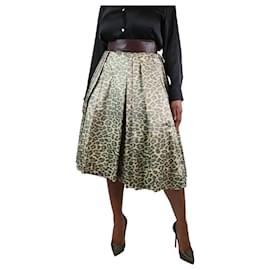 Hermès-Animal print leopard print midi skirt - size UK 12-Other
