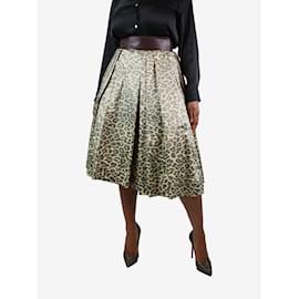 Hermès-Animal print leopard print midi skirt - size UK 12-Other