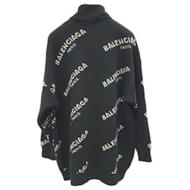 Balenciaga-Balenciaga Suéter Túnica De Cuello Alto Blanco Negro-Negro