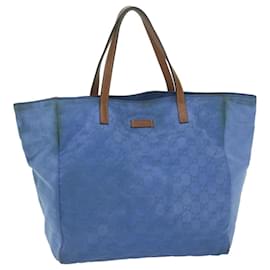Gucci-GUCCI GG Canvas Tote Bag Nylon Blue Auth 63547-Blue