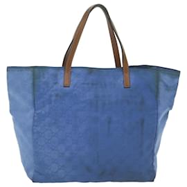 Gucci-GUCCI GG Canvas Tote Bag Nylon Blue Auth 63547-Blue