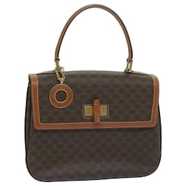 Céline-CELINE Macadam Canvas Hand Bag PVC Leather Brown Auth ep2930-Brown