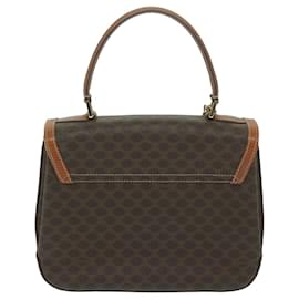 Céline-CELINE Bolso de mano de lona Macadam Cuero PVC Marrón Auth ep2930-Castaño