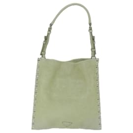 Prada-PRADA Hand Bag Suede Green Auth 63978-Green