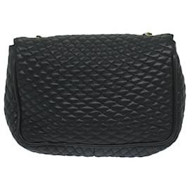 Bally-BALLY Quilted Chain Shoulder Bag Leather Black Auth yk10119-Black