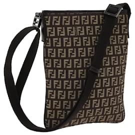 Fendi-FENDI Zucchino Canvas Shoulder Bag Brown Auth 63817-Brown