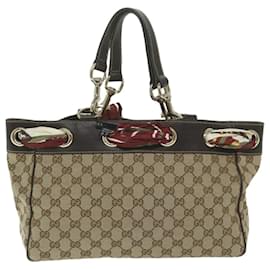 Gucci-GUCCI GG Canvas Tote Bag Beige 162879 Auth ep2921-Beige