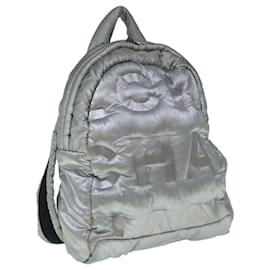 Chanel-CHANEL Backpack Patent leather Silver CC Auth bs11323-Silvery