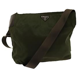 Prada-PRADA Shoulder Bag Nylon Khaki Auth 63873-Khaki