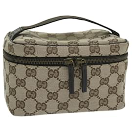 Gucci-GUCCI GG Canvas Vanity Cosmetic Pouch Beige 106646 Auth yk10132-Beige