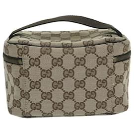 Gucci-GUCCI GG Canvas Vanity Cosmetic Pouch Beige 106646 Auth yk10132-Beige
