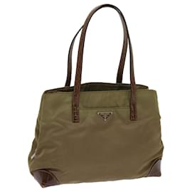Prada-PRADA Shoulder Bag Nylon Khaki Auth 63816-Khaki