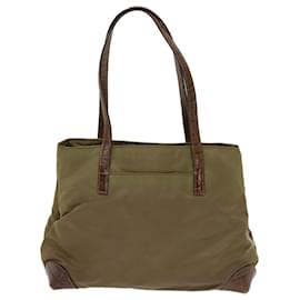 Prada-PRADA Shoulder Bag Nylon Khaki Auth 63816-Khaki