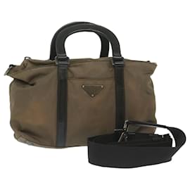 Prada-Prada Hand Bag Nylon 2way Khaki Auth 62983-Khaki