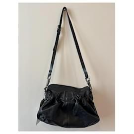 Burberry-Burberry bag in black grained leather with shoulder strap-Black